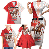 Horse Racing Christmas Family Matching Short Sleeve Bodycon Dress and Hawaiian Shirt Giddy Up Pick Up Your Feet - Wonder Print Shop