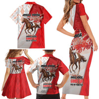 Horse Racing Christmas Family Matching Short Sleeve Bodycon Dress and Hawaiian Shirt Giddy Up Pick Up Your Feet - Wonder Print Shop