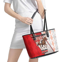 Horse Racing Christmas Leather Tote Bag Giddy Up Pick Up Your Feet - Wonder Print Shop