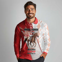 Horse Racing Christmas Long Sleeve Polo Shirt Giddy Up Pick Up Your Feet - Wonder Print Shop