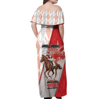 Horse Racing Christmas Off Shoulder Maxi Dress Giddy Up Pick Up Your Feet - Wonder Print Shop