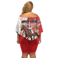 Horse Racing Christmas Off Shoulder Short Dress Giddy Up Pick Up Your Feet - Wonder Print Shop