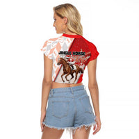 Horse Racing Christmas Raglan Cropped T Shirt Giddy Up Pick Up Your Feet - Wonder Print Shop