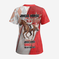 Horse Racing Christmas Scrub Top Giddy Up Pick Up Your Feet - Wonder Print Shop