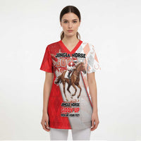 Horse Racing Christmas Scrub Top Giddy Up Pick Up Your Feet - Wonder Print Shop