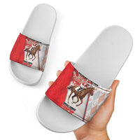 Horse Racing Christmas Slide Sandals Giddy Up Pick Up Your Feet - Wonder Print Shop