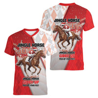 Horse Racing Christmas Women V-Neck T-Shirt Giddy Up Pick Up Your Feet - Wonder Print Shop