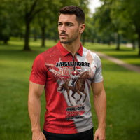 Horse Racing Christmas Zipper Polo Shirt Giddy Up Pick Up Your Feet - Wonder Print Shop