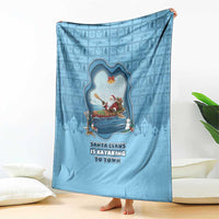 Santa Claus Is Kayaking To Town Blanket Merry Christmas - Wonder Print Shop