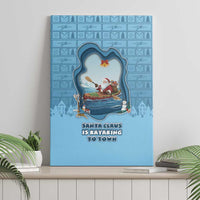 Santa Claus Is Kayaking To Town Canvas Wall Art Merry Christmas - Wonder Print Shop