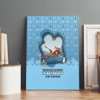 Santa Claus Is Kayaking To Town Canvas Wall Art Merry Christmas - Wonder Print Shop