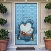 Santa Claus Is Kayaking To Town Door Cover Merry Christmas - Wonder Print Shop