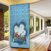 Santa Claus Is Kayaking To Town Door Cover Merry Christmas - Wonder Print Shop