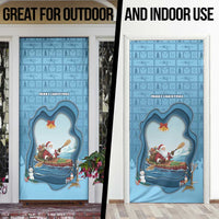 Santa Claus Is Kayaking To Town Door Cover Merry Christmas - Wonder Print Shop