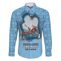 Santa Claus Is Kayaking To Town Family Matching Long Sleeve Bodycon Dress and Hawaiian Shirt Merry Christmas - Wonder Print Shop