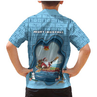 Santa Claus Is Kayaking To Town Family Matching Mermaid Dress and Hawaiian Shirt Merry Christmas - Wonder Print Shop