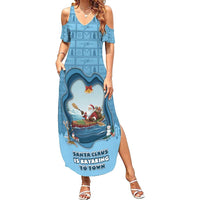 Santa Claus Is Kayaking To Town Family Matching Summer Maxi Dress and Hawaiian Shirt Merry Christmas - Wonder Print Shop