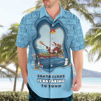 Santa Claus Is Kayaking To Town Hawaiian Shirt Merry Christmas - Wonder Print Shop