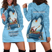 Santa Claus Is Kayaking To Town Hoodie Dress Merry Christmas - Wonder Print Shop