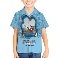 Santa Claus Is Kayaking To Town Kid Hawaiian Shirt Merry Christmas - Wonder Print Shop