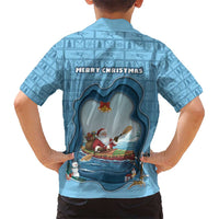 Santa Claus Is Kayaking To Town Kid Hawaiian Shirt Merry Christmas - Wonder Print Shop