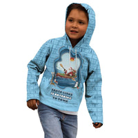 Santa Claus Is Kayaking To Town Kid Hoodie Merry Christmas - Wonder Print Shop
