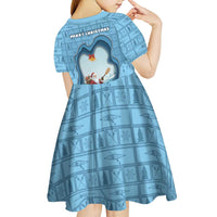 Santa Claus Is Kayaking To Town Kid Short Sleeve Dress Merry Christmas - Wonder Print Shop
