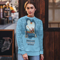 Santa Claus Is Kayaking To Town Ugly Christmas Sweater Merry Christmas - Wonder Print Shop