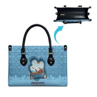 Santa Claus Is Kayaking To Town Leather Bag Merry Christmas - Wonder Print Shop