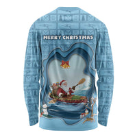 Santa Claus Is Kayaking To Town Long Sleeve Shirt Merry Christmas - Wonder Print Shop