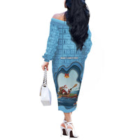 Santa Claus Is Kayaking To Town Off The Shoulder Long Sleeve Dress Merry Christmas - Wonder Print Shop