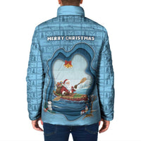 Santa Claus Is Kayaking To Town Padded Jacket Merry Christmas - Wonder Print Shop