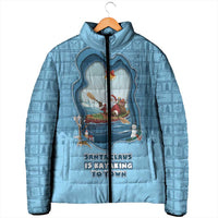 Santa Claus Is Kayaking To Town Padded Jacket Merry Christmas - Wonder Print Shop