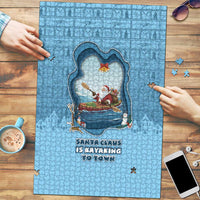 Santa Claus Is Kayaking To Town Puzzle Merry Christmas - Wonder Print Shop
