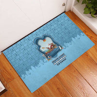 Santa Claus Is Kayaking To Town Rubber Doormat Merry Christmas - Wonder Print Shop
