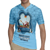 Santa Claus Is Kayaking To Town Rugby Jersey Merry Christmas - Wonder Print Shop