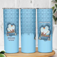 Santa Claus Is Kayaking To Town Skinny Tumbler Merry Christmas - Wonder Print Shop