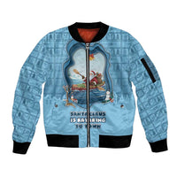 Santa Claus Is Kayaking To Town Sleeve Zip Bomber Jacket Merry Christmas - Wonder Print Shop