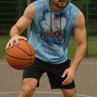 Santa Claus Is Kayaking To Town Sleeveless Hoodie Merry Christmas - Wonder Print Shop