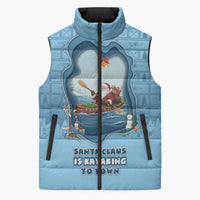 Santa Claus Is Kayaking To Town Sleeveless Puffer Jacket Merry Christmas - Wonder Print Shop