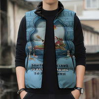 Santa Claus Is Kayaking To Town Sleeveless Puffer Jacket Merry Christmas - Wonder Print Shop