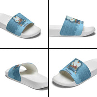 Santa Claus Is Kayaking To Town Slide Sandals Merry Christmas - Wonder Print Shop