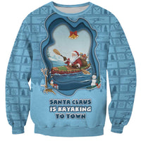 Santa Claus Is Kayaking To Town Sweatshirt Merry Christmas - Wonder Print Shop