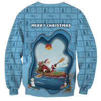 Santa Claus Is Kayaking To Town Sweatshirt Merry Christmas - Wonder Print Shop