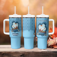 Santa Claus Is Kayaking To Town Tumbler With Handle Merry Christmas - Wonder Print Shop