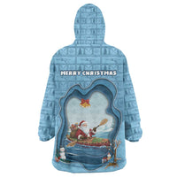 Santa Claus Is Kayaking To Town Wearable Blanket Hoodie Merry Christmas - Wonder Print Shop