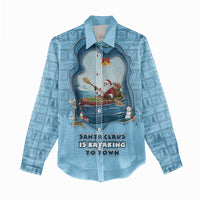 Santa Claus Is Kayaking To Town Women Casual Shirt Merry Christmas - Wonder Print Shop