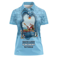 Santa Claus Is Kayaking To Town Women Polo Shirt Merry Christmas - Wonder Print Shop