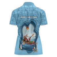 Santa Claus Is Kayaking To Town Women Polo Shirt Merry Christmas - Wonder Print Shop
