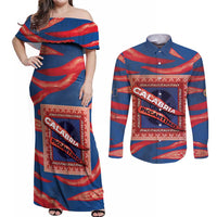 Personalized Italy Calabria Couples Matching Off Shoulder Maxi Dress and Long Sleeve Button Shirt Piccantino Vintage Style